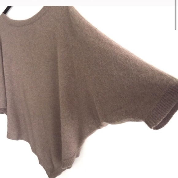 360 CASHMERE Brown Boat Neck Pullover Poncho Sweater Light Brown S - Picture 2 of 8
